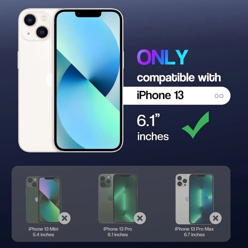 iPhone 13 Clear Case Tempered Glass Screen Protector Camera Lens Protection Set